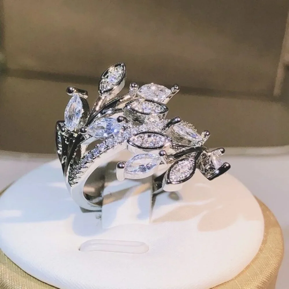 925 Sterling Silver Eternity Promise Crystal Ring Engagement Band Rings Jewelry - Picture 6 of 6